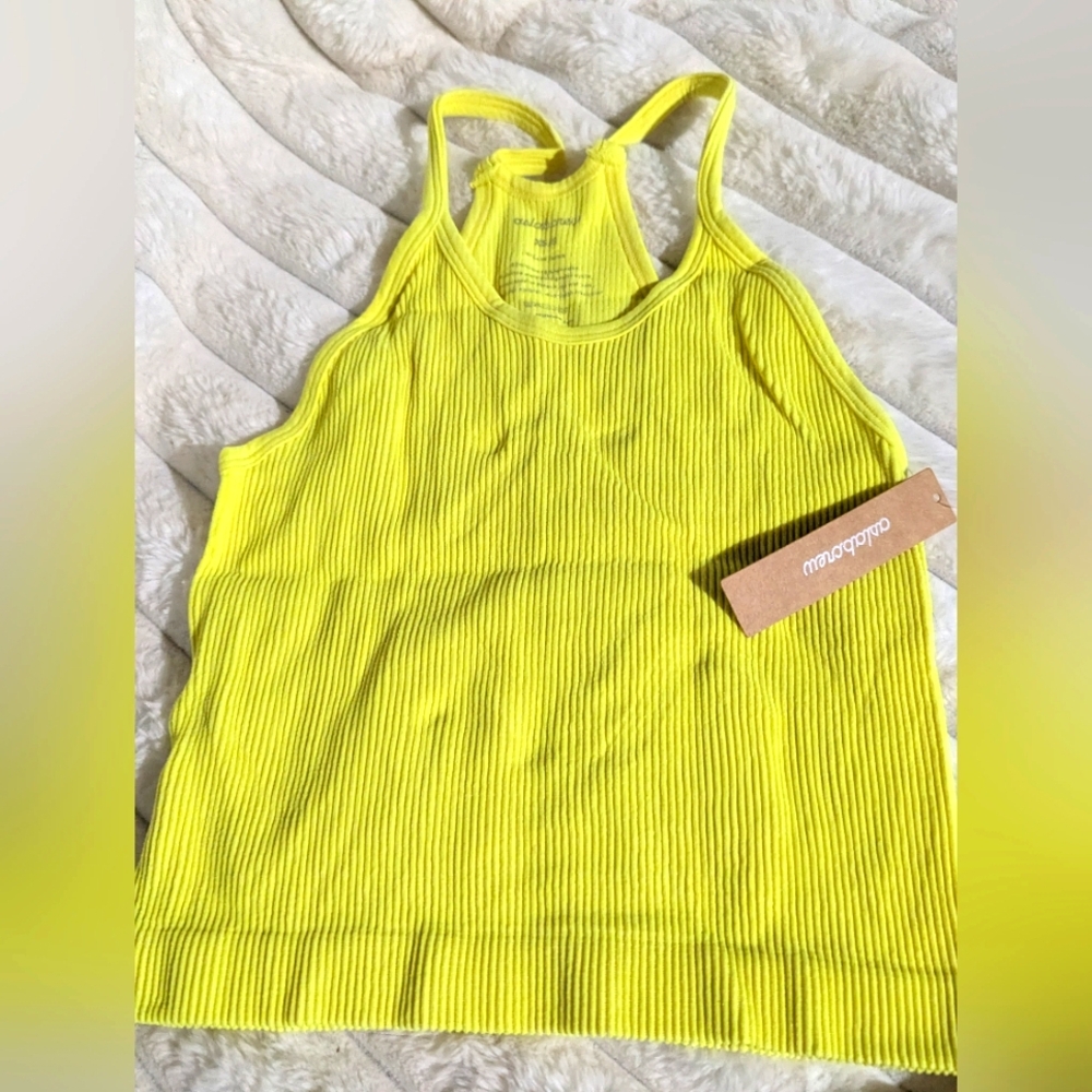 Vibrant Yellow Ribbed Tank Top by [Brand]